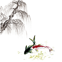 清明节水墨风柳树背景元素