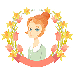 橙色三八妇女节人物形象设计