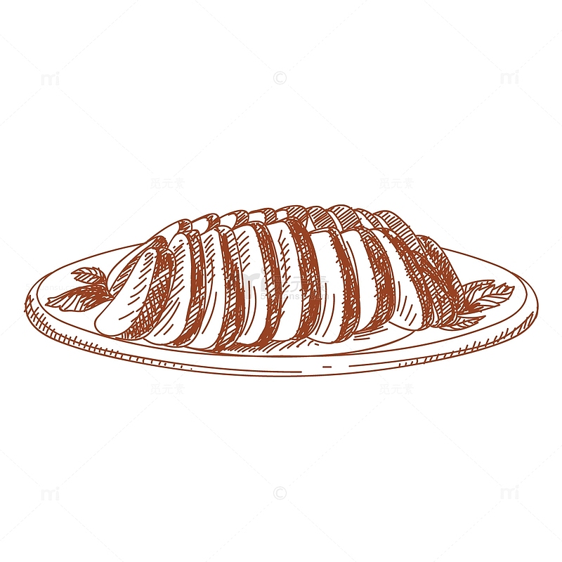 手绘线条美食设计元素