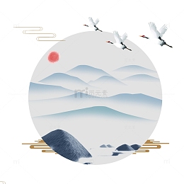 中国风仙鹤插画设计