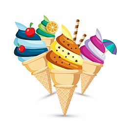 卡通夏季冰淇淋插画免抠