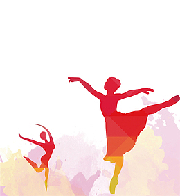 创意水墨彩绘舞蹈人物剪影免抠