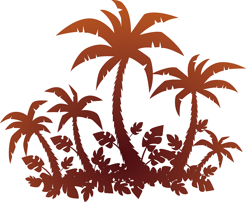 棕色椰子树剪影