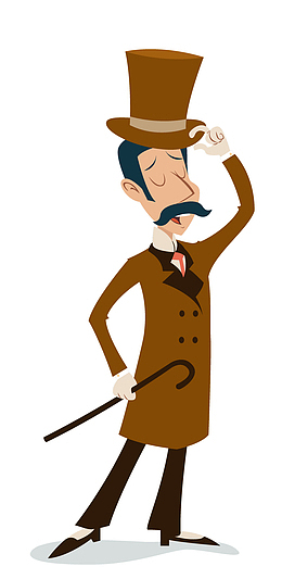 手绘卡通戴礼帽绅士