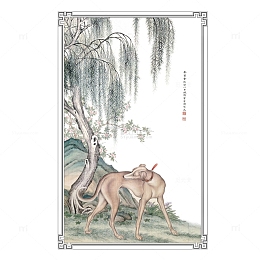 清明节水墨风柳树背景元素