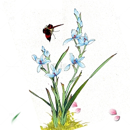 清明节水墨风水仙花