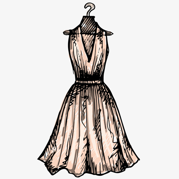 手绘复古连衣裙