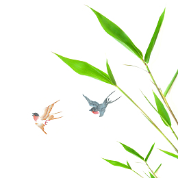 清明节水墨风竹叶燕子