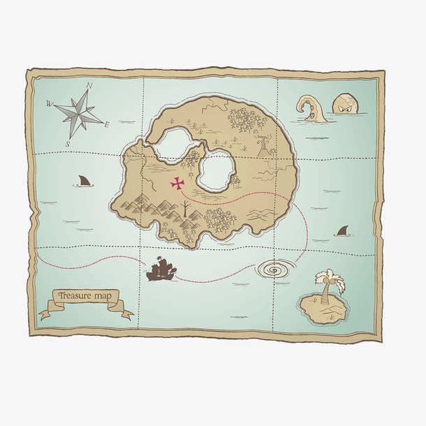 海盗宝藏地图简笔画图片