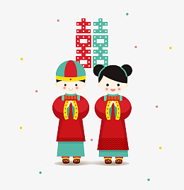 卡通中国风拜堂结婚