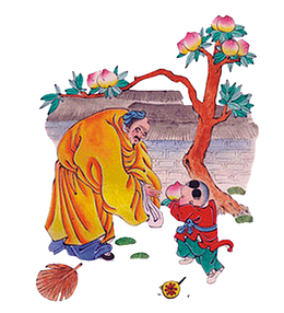 手绘桃子树