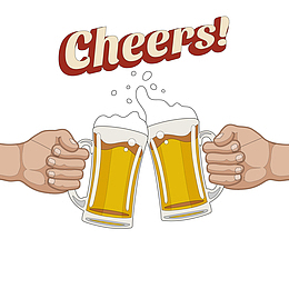 复古碰杯啤酒设计