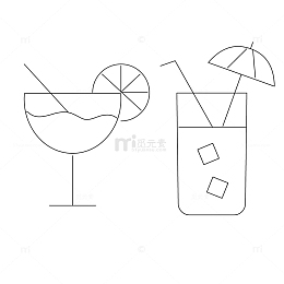 西餐甜点美食杯子柠檬片图标素材