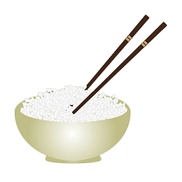 手绘白色瓷碗蒸米饭