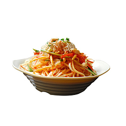榨菜红椒丝鸡丝凉面食品餐饮