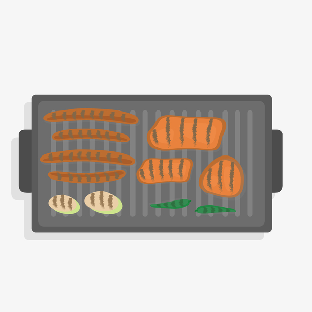 卡通俯视图烧烤架