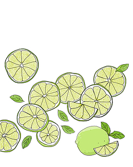 青柠檬创意手绘水果