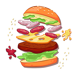卡通手绘汉堡免抠下载