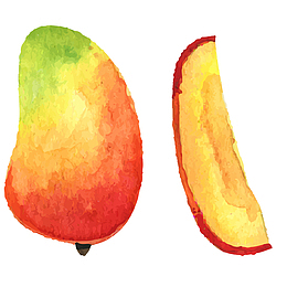 手绘彩绘芒果设计