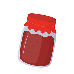 红色卡通草莓酱矢量图