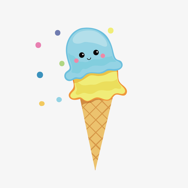 蓝色,黄色,夏日,夏天,冰淇淋,食物,冷饮,小清新,简约,卡通,彩色