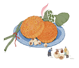 盘子上的月饼