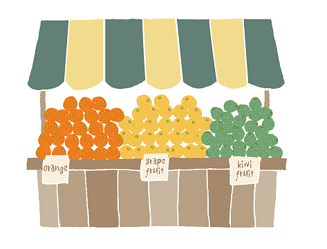 卡通版的水果售卖摊位