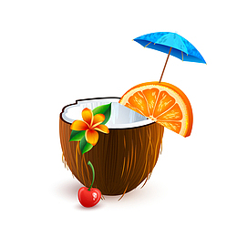 夏季椰子汁矢量图