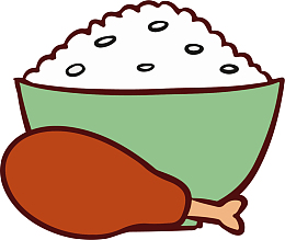 绿色卡通鸡腿米饭