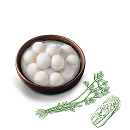 木质小碗和美味汤圆