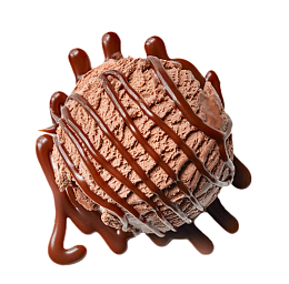 洒满巧克力酱料的冰激凌