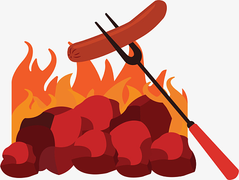 卡通创意野外烧烤装饰插画