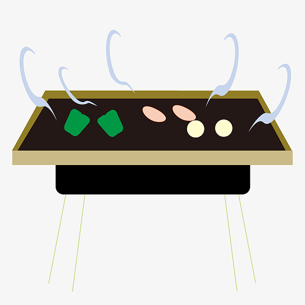 卡通烧烤架烧烤食物