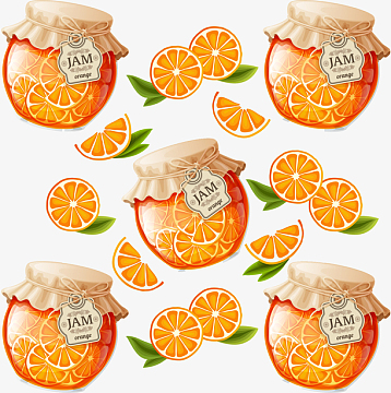 卡通水果桔子果酱罐头包装