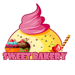 卡通冰淇淋标签矢量图