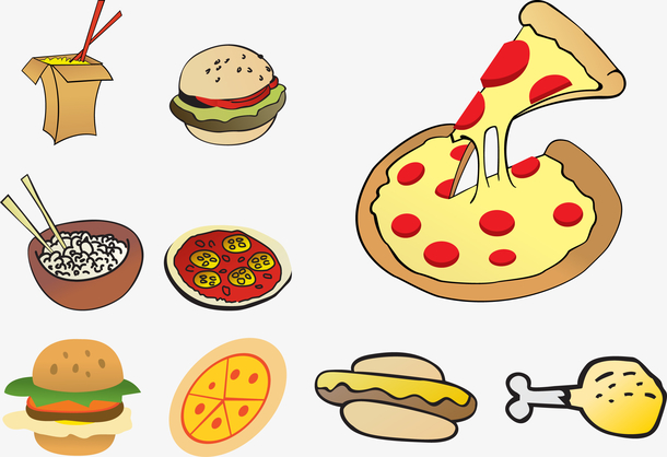 西餐食物西式快餐矢量图