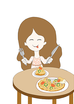 卡通+女孩+食物