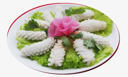 一盘白色鱿鱼卷