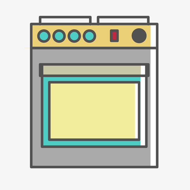 方形烤箱卡通图标