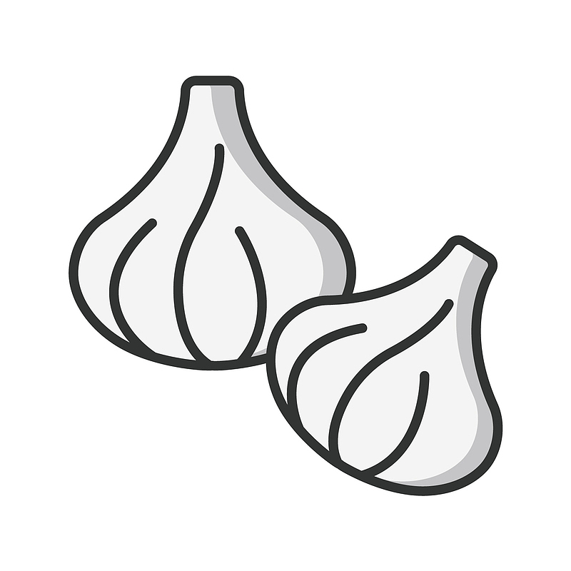 灰色手绘线稿大蒜元素
