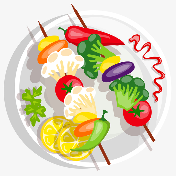 彩色蔬菜烤串元素