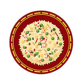 灰色圆弧炒饭食物元素