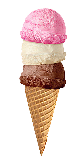 层叠着草莓巧克力口味的雪糕