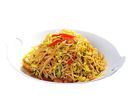 盘子里的美食炒菜黄豆芽