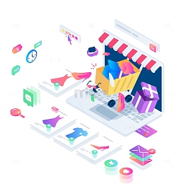 创意矢量2.5D超市元素