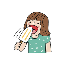 手绘吃冰淇淋的女孩