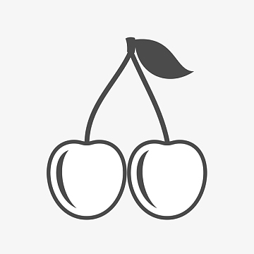 手绘樱桃黑白扁平