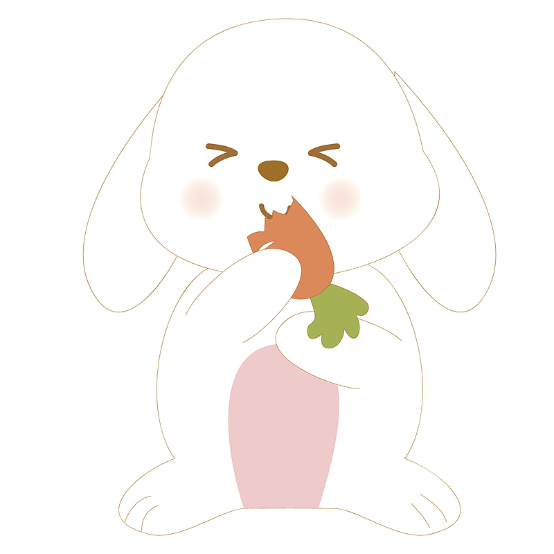 白色圆弧兔子吃胡萝卜元素