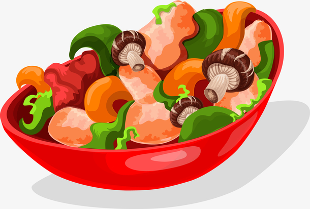 卡通美味沙拉素材图