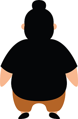 黑色扁平胖子背影